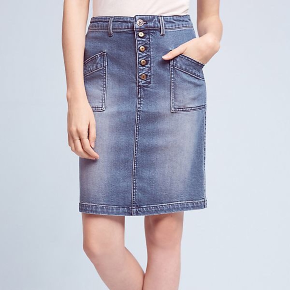 Pilcro and the Letterpress Denim Skirt sz 4 Anthro
